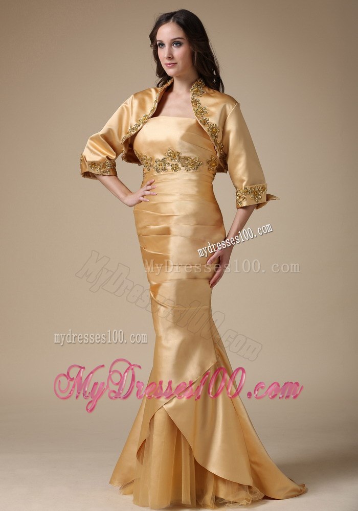 Exclusive Gold Mermaid Mother Of The Bride Dress with Appliques