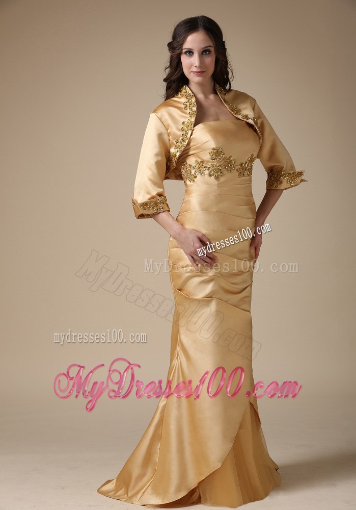 Exclusive Gold Mermaid Mother Of The Bride Dress with Appliques