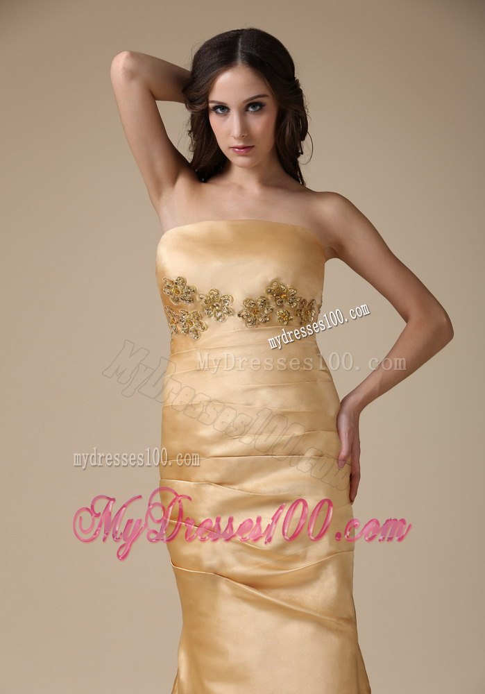 Exclusive Gold Mermaid Mother Of The Bride Dress with Appliques