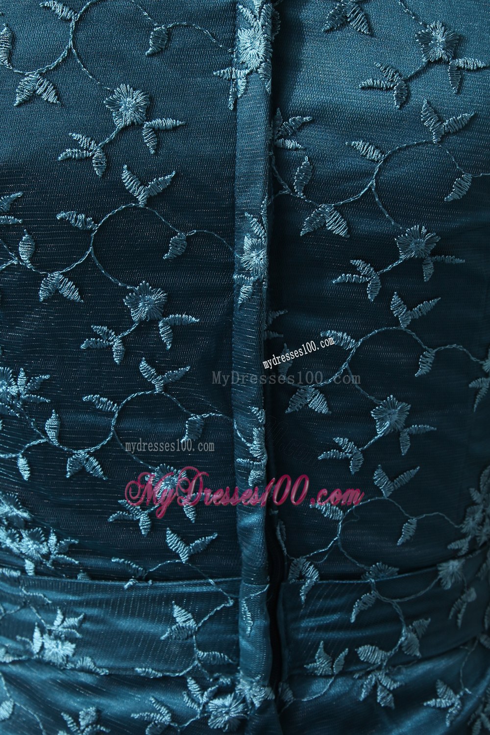 Scoop Short Sleeves Peacock Colored Lace Mother of Bride Dress