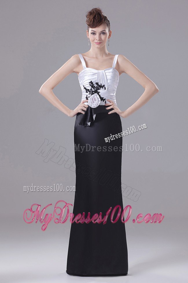 Black and White Mother Bride Dress with Hand Made Flowers