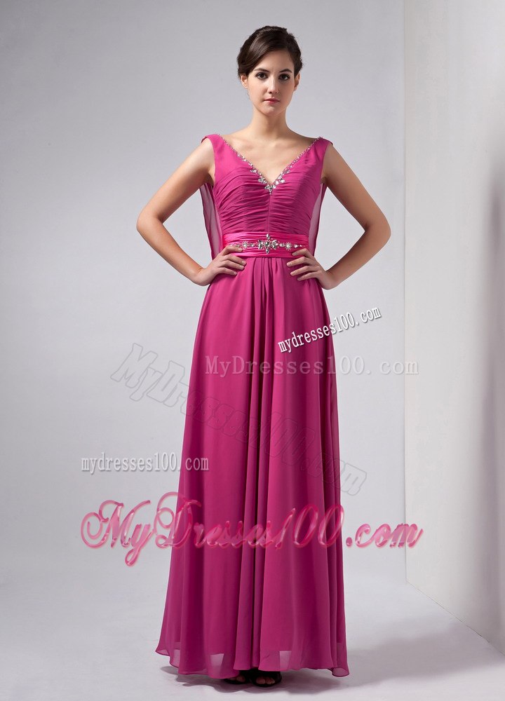 Rhinestone V-neck with Butterfly Back Mother Of The Bride Dress