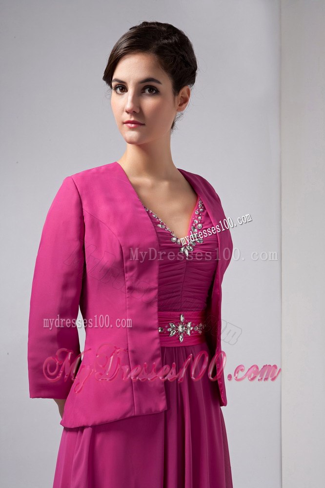 Rhinestone V-neck with Butterfly Back Mother Of The Bride Dress