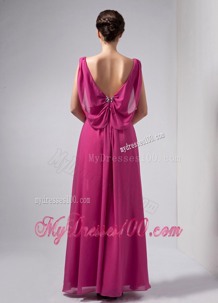 Rhinestone V-neck with Butterfly Back Mother Of The Bride Dress