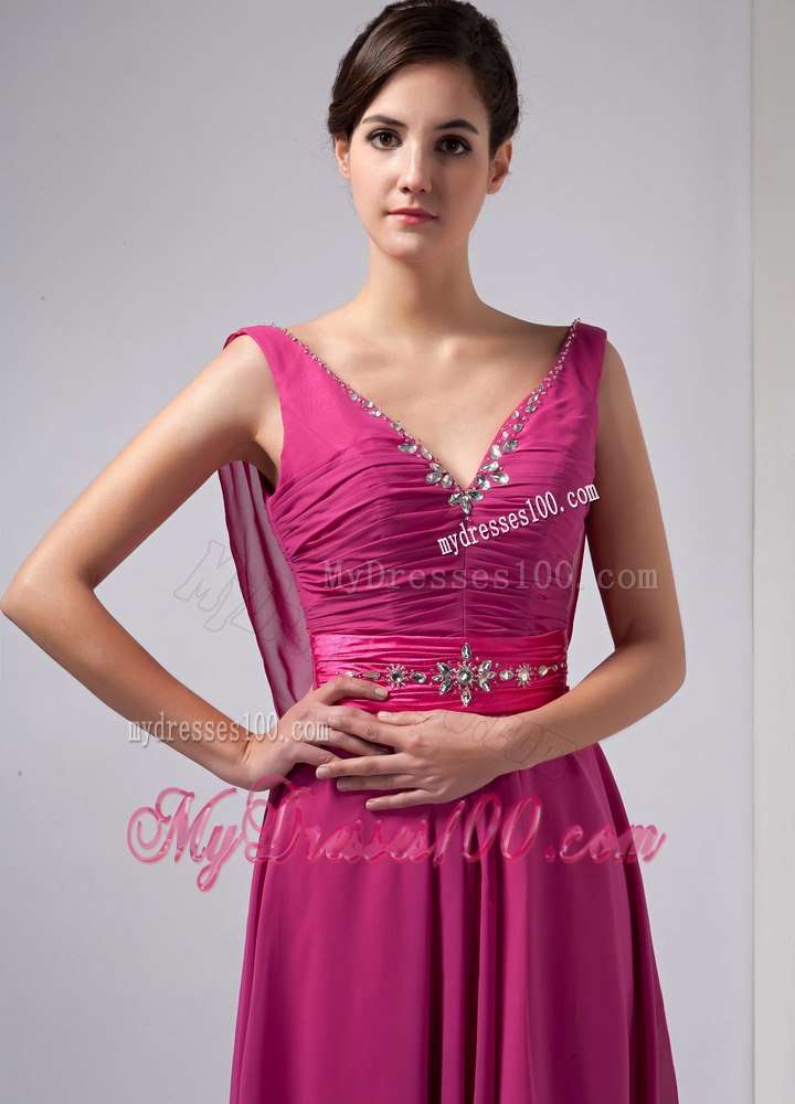 Rhinestone V-neck with Butterfly Back Mother Of The Bride Dress