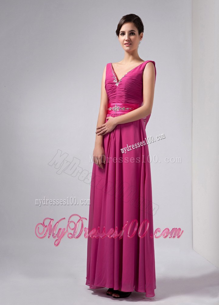 Rhinestone V-neck with Butterfly Back Mother Of The Bride Dress