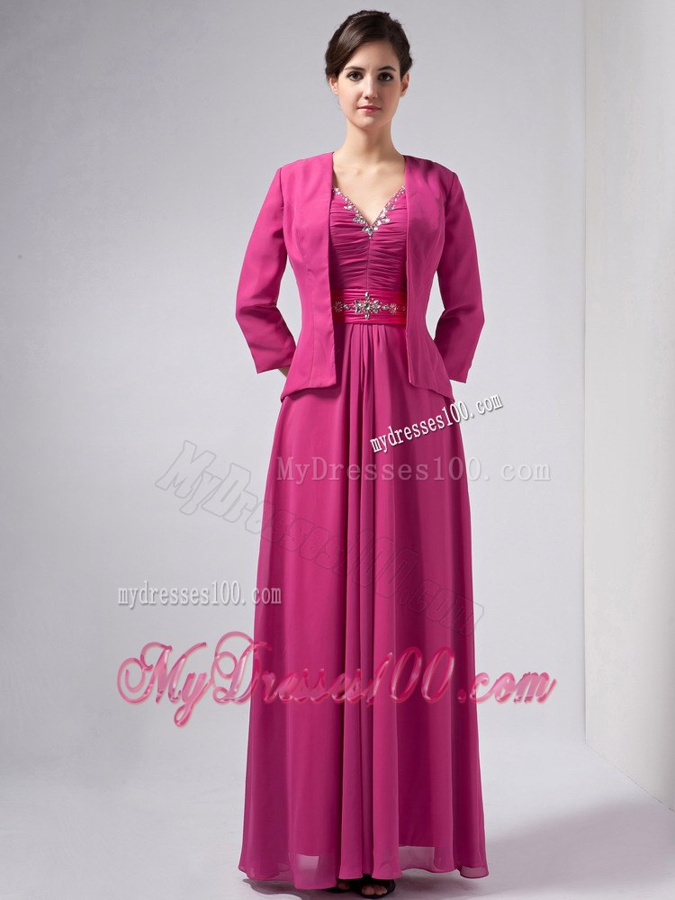 Rhinestone V-neck with Butterfly Back Mother Of The Bride Dress