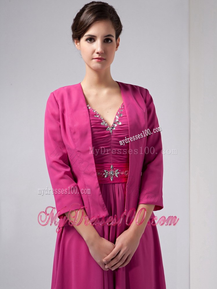 Rhinestone V-neck with Butterfly Back Mother Of The Bride Dress