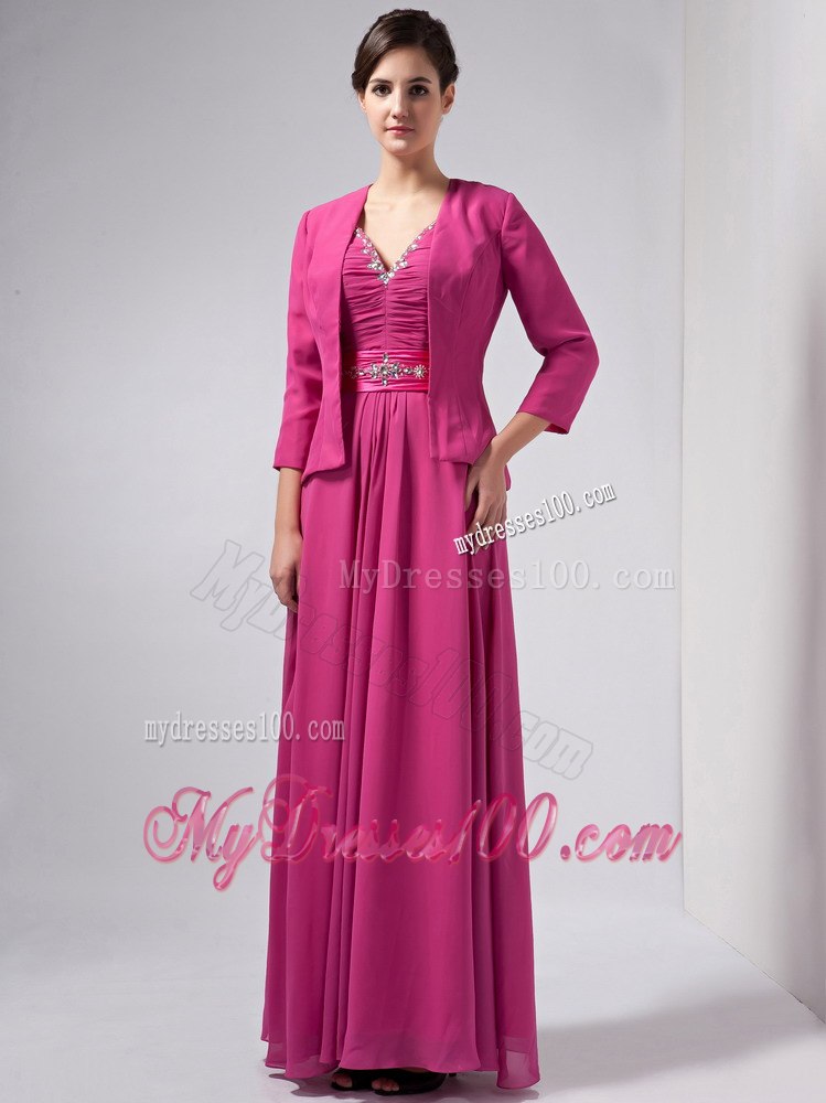Rhinestone V-neck with Butterfly Back Mother Of The Bride Dress