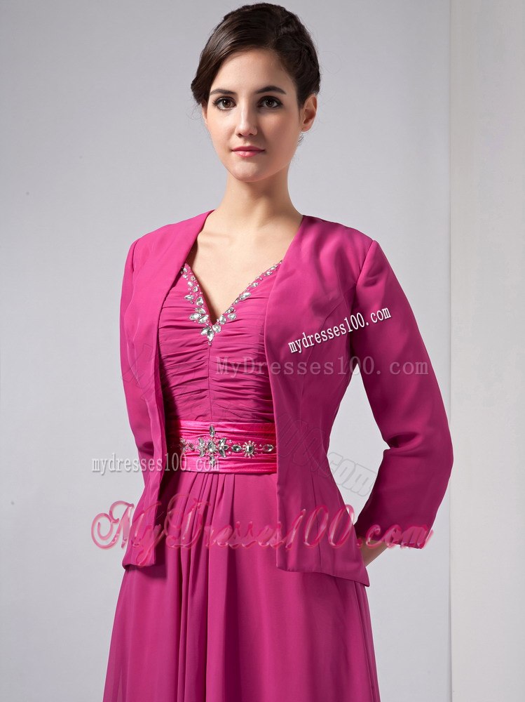 Rhinestone V-neck with Butterfly Back Mother Of The Bride Dress