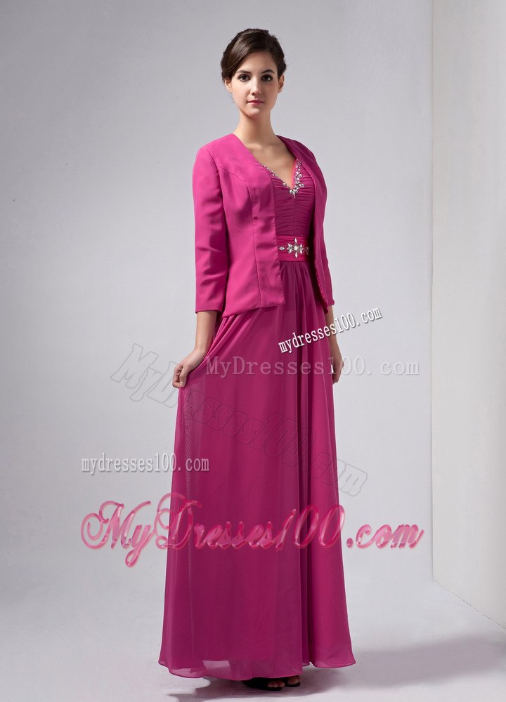 Rhinestone V-neck with Butterfly Back Mother Of The Bride Dress
