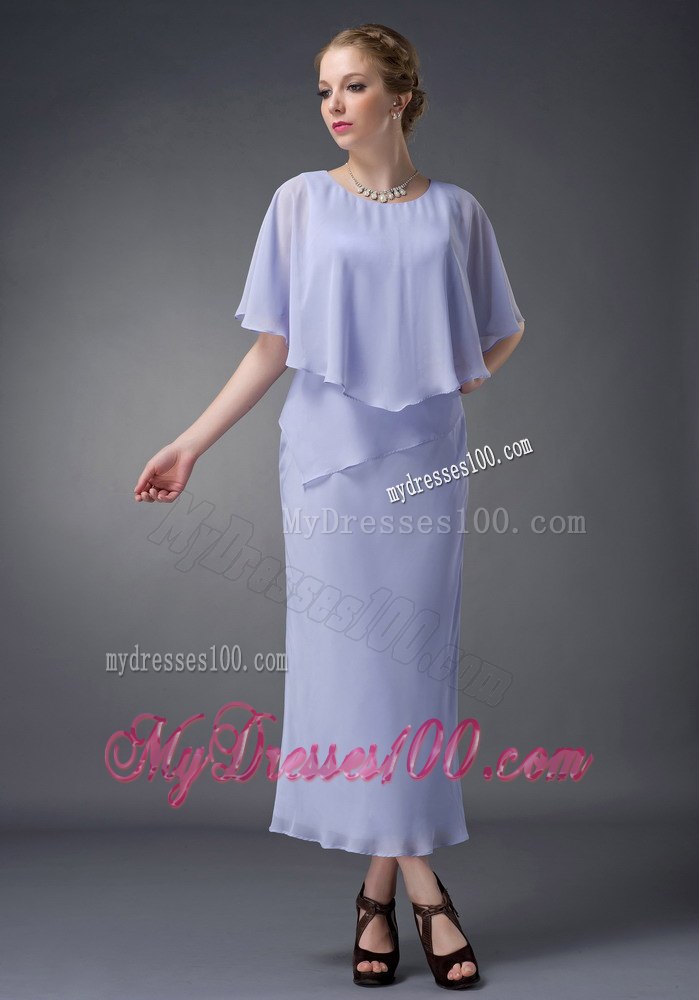 Cheap Shawl Scoop-neckline Mother Of The Bride Dress Ankle-length