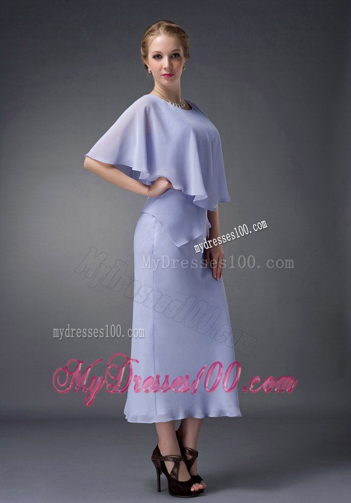 Cheap Shawl Scoop-neckline Mother Of The Bride Dress Ankle-length