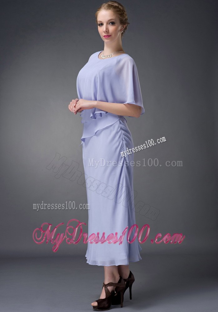 Cheap Shawl Scoop-neckline Mother Of The Bride Dress Ankle-length
