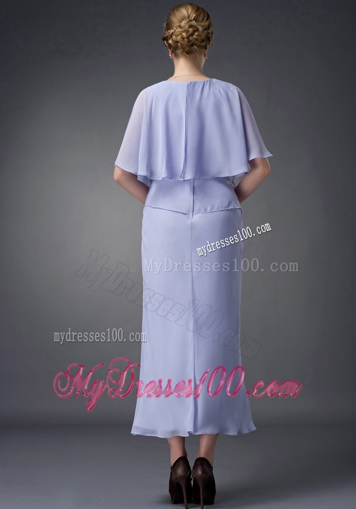 Cheap Shawl Scoop-neckline Mother Of The Bride Dress Ankle-length