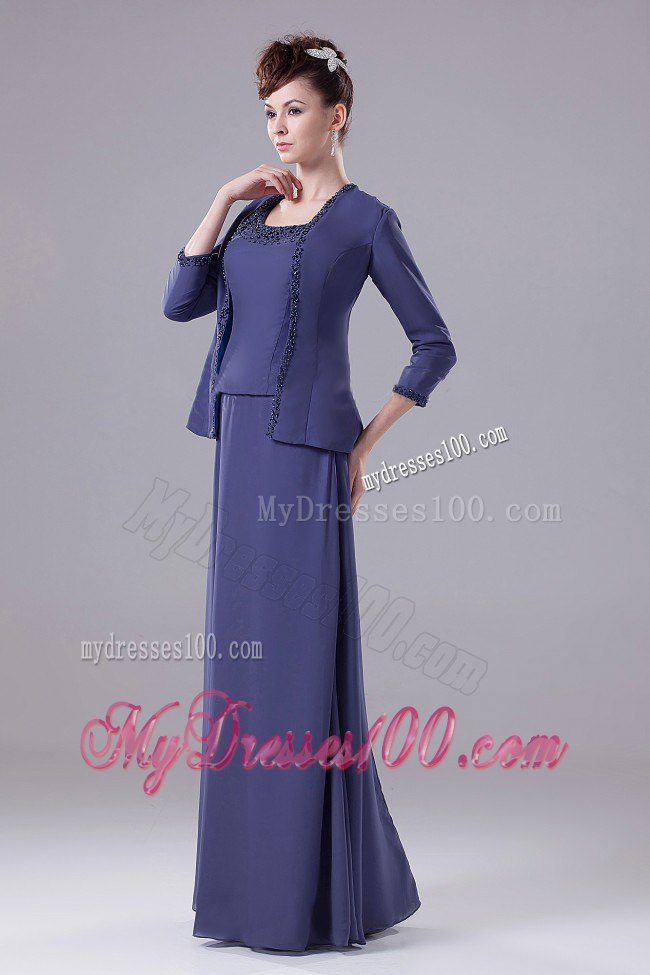 Elegant Beaded Square Neckline Mother In Law Dresses for Cheap
