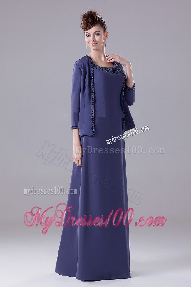 Elegant Beaded Square Neckline Mother In Law Dresses for Cheap