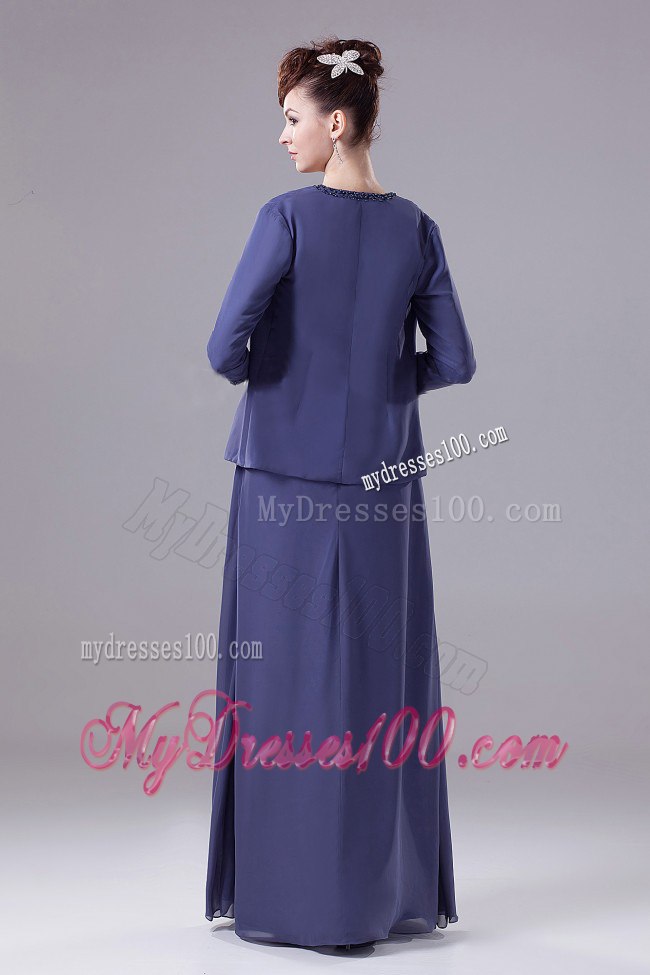 Elegant Beaded Square Neckline Mother In Law Dresses for Cheap