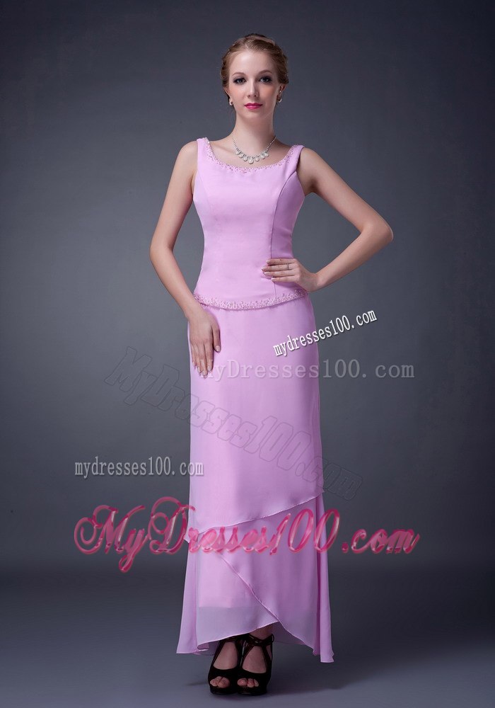 Asymmetric Ankle-length Hem Lavender Mother In Law Dress Sleeveless