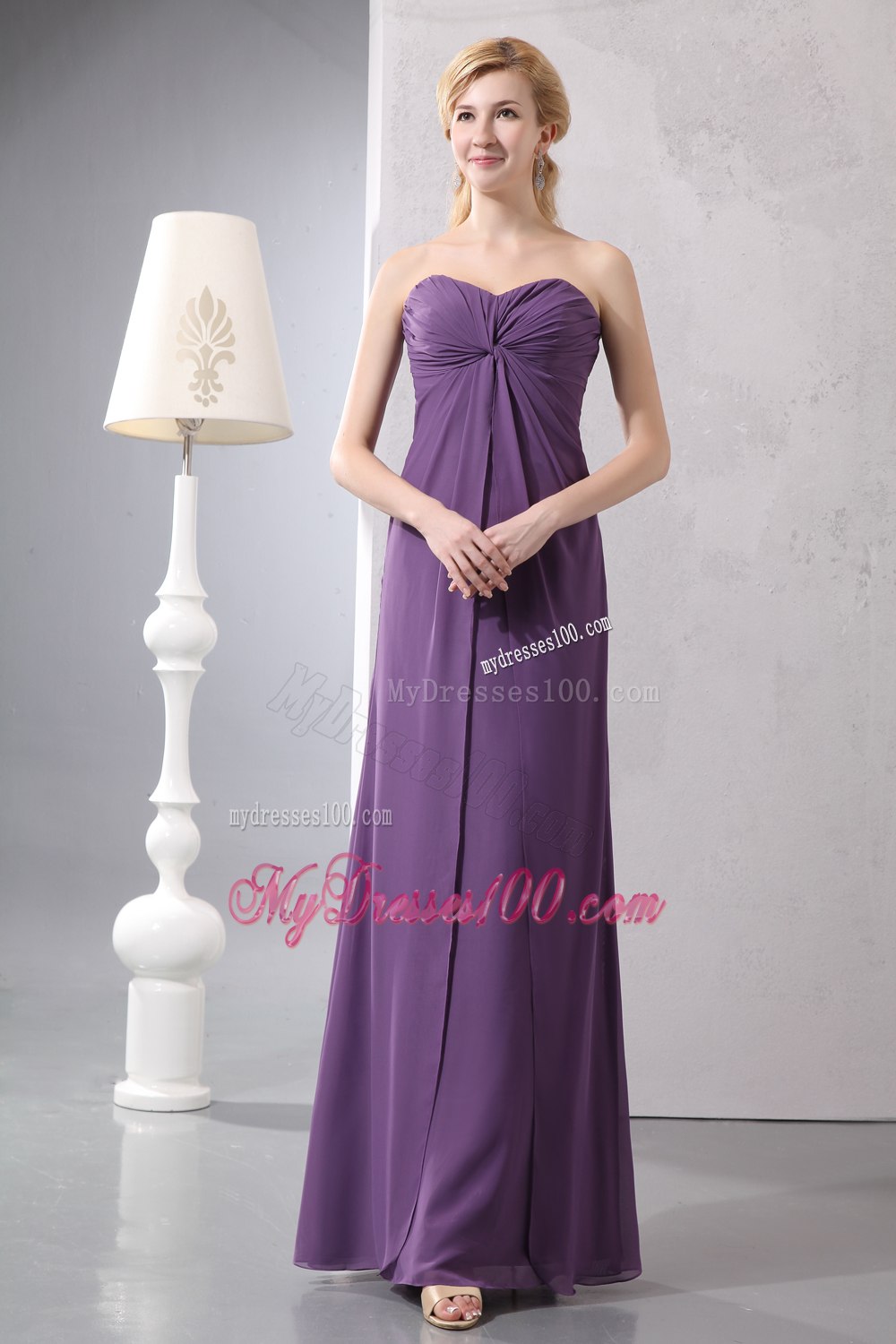 Purple Ankle-length Chiffon Sweetheart Mother Of The Bride Dress