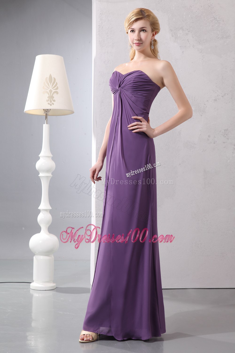 Purple Ankle-length Chiffon Sweetheart Mother Of The Bride Dress