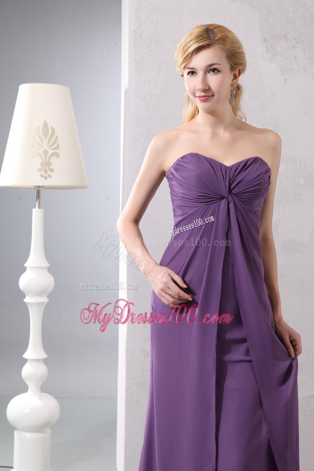 Purple Ankle-length Chiffon Sweetheart Mother Of The Bride Dress