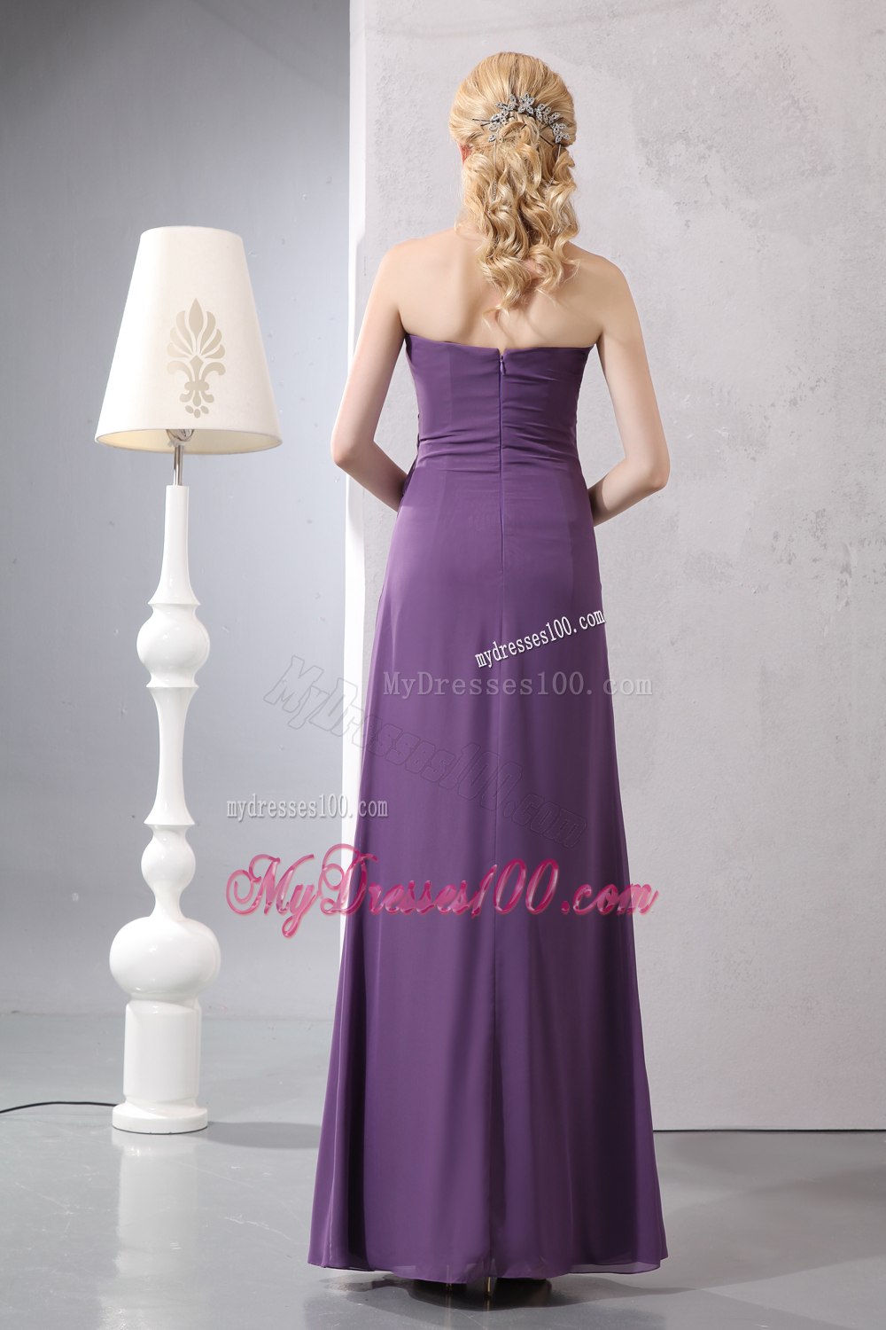 Purple Ankle-length Chiffon Sweetheart Mother Of The Bride Dress