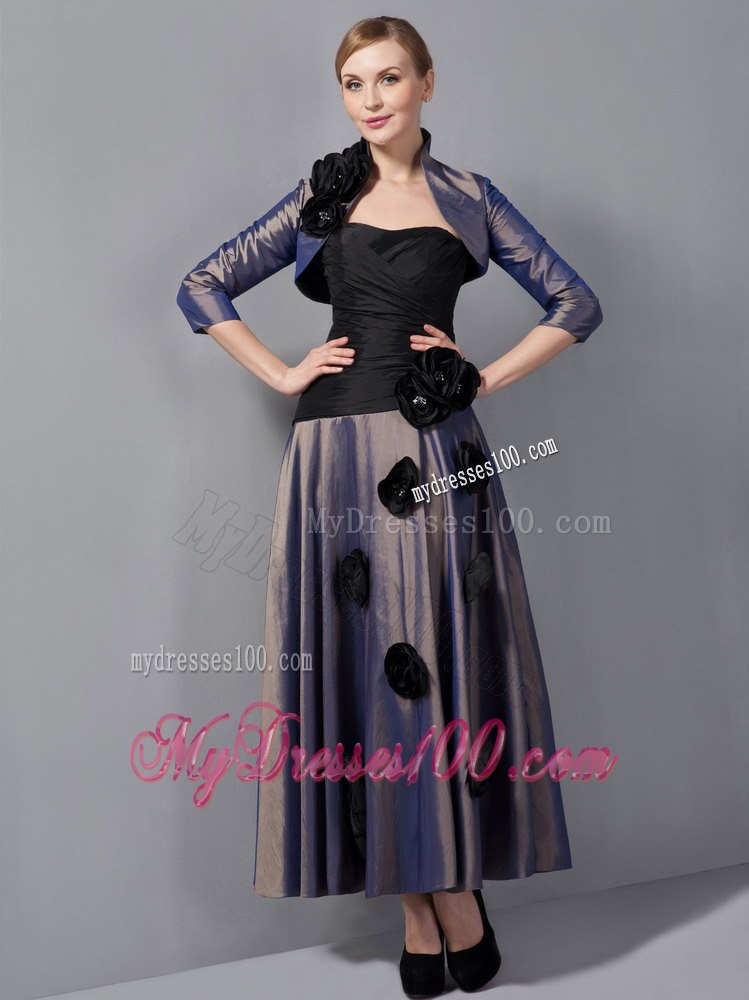 Handmade Flowers Decorate Multi-color Ankle-length Mother Bride Dress
