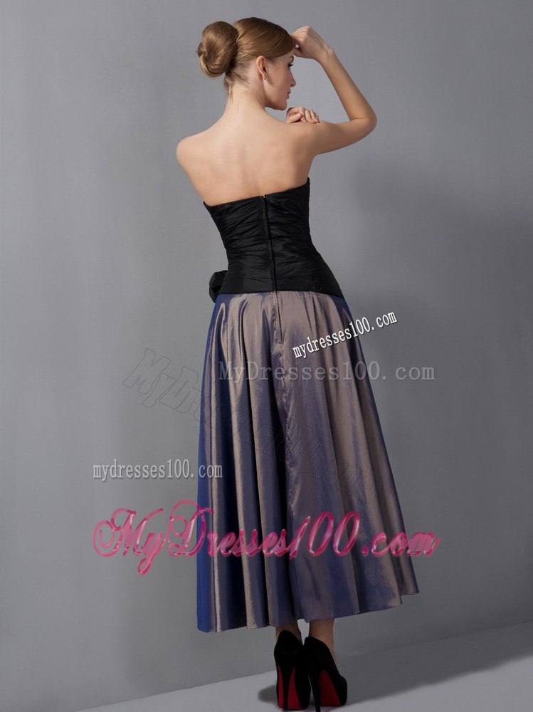 Handmade Flowers Decorate Multi-color Ankle-length Mother Bride Dress