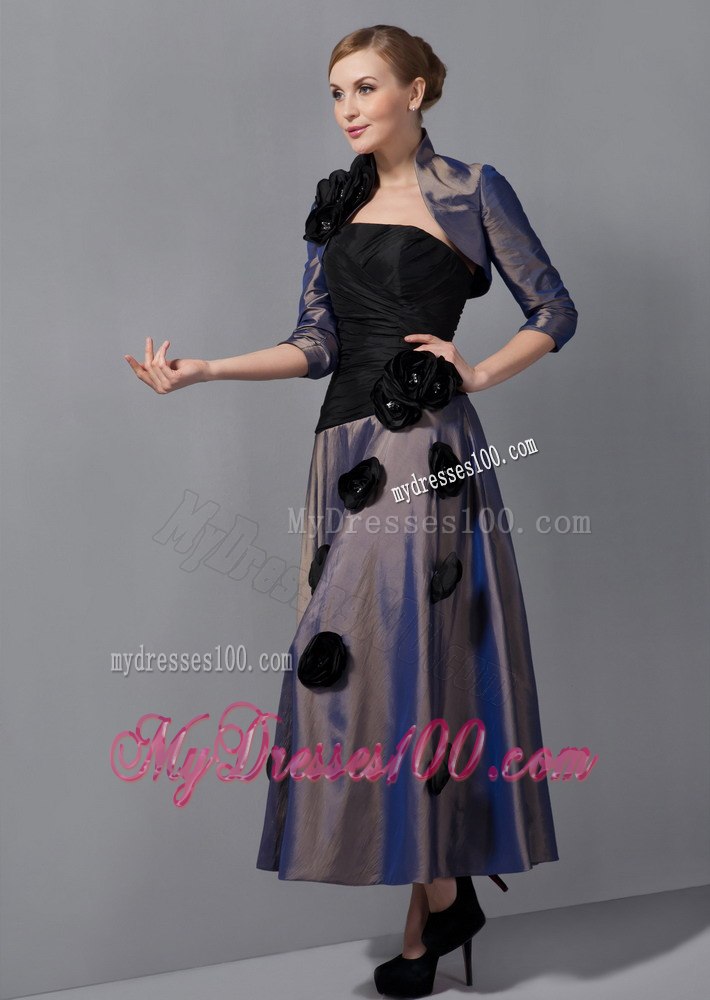 Handmade Flowers Decorate Multi-color Ankle-length Mother Bride Dress