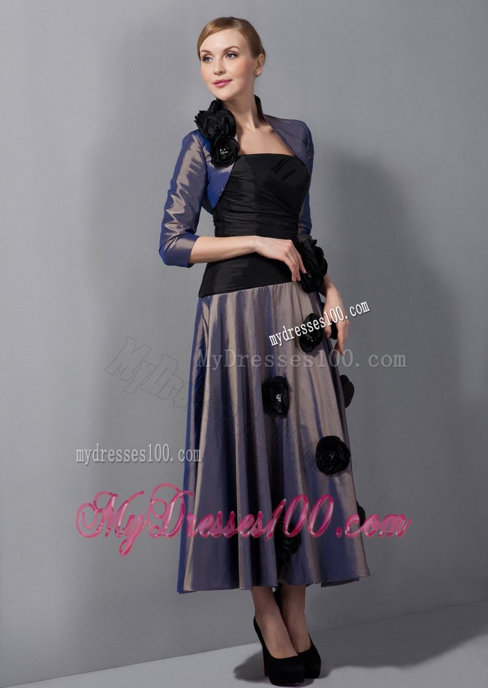 Handmade Flowers Decorate Multi-color Ankle-length Mother Bride Dress