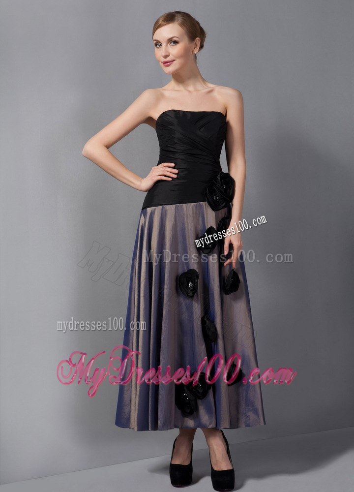 Handmade Flowers Decorate Multi-color Ankle-length Mother Bride Dress