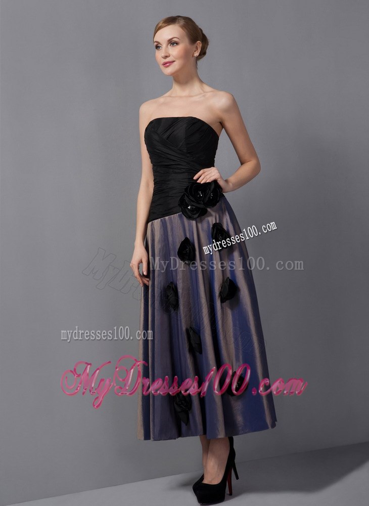 Handmade Flowers Decorate Multi-color Ankle-length Mother Bride Dress