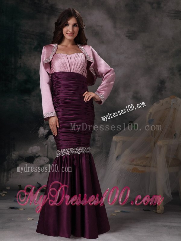 Ruched Lavender and Purple Mermaid Mother Outfit for Custom Made