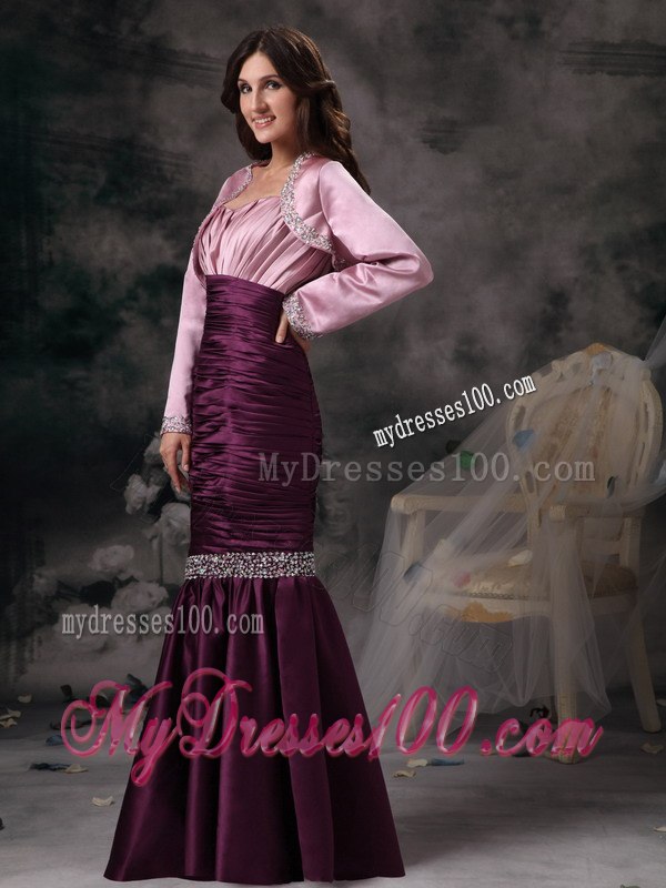 Ruched Lavender and Purple Mermaid Mother Outfit for Custom Made