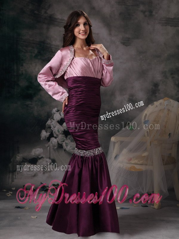 Ruched Lavender and Purple Mermaid Mother Outfit for Custom Made