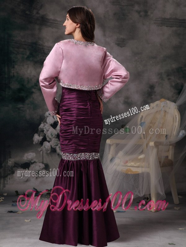 Ruched Lavender and Purple Mermaid Mother Outfit for Custom Made