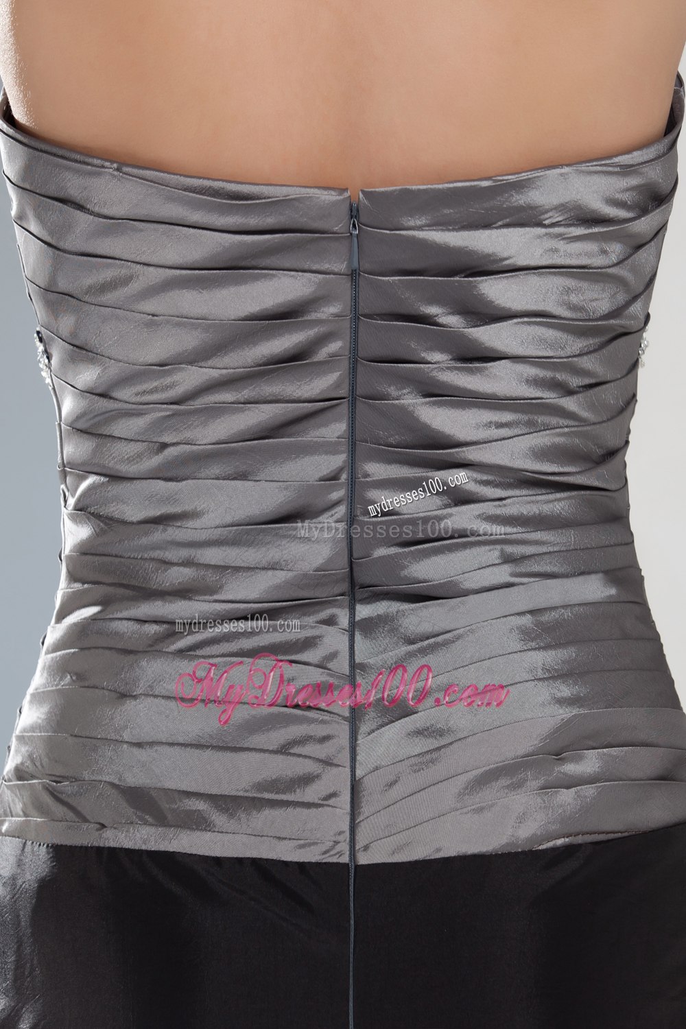 Siver and Black Strapless Mother Of The Bride Dress with Sequins