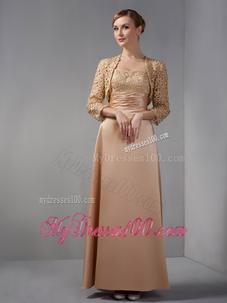 Ankle-length Mother of The Bride Dress in Champagne with Lace
