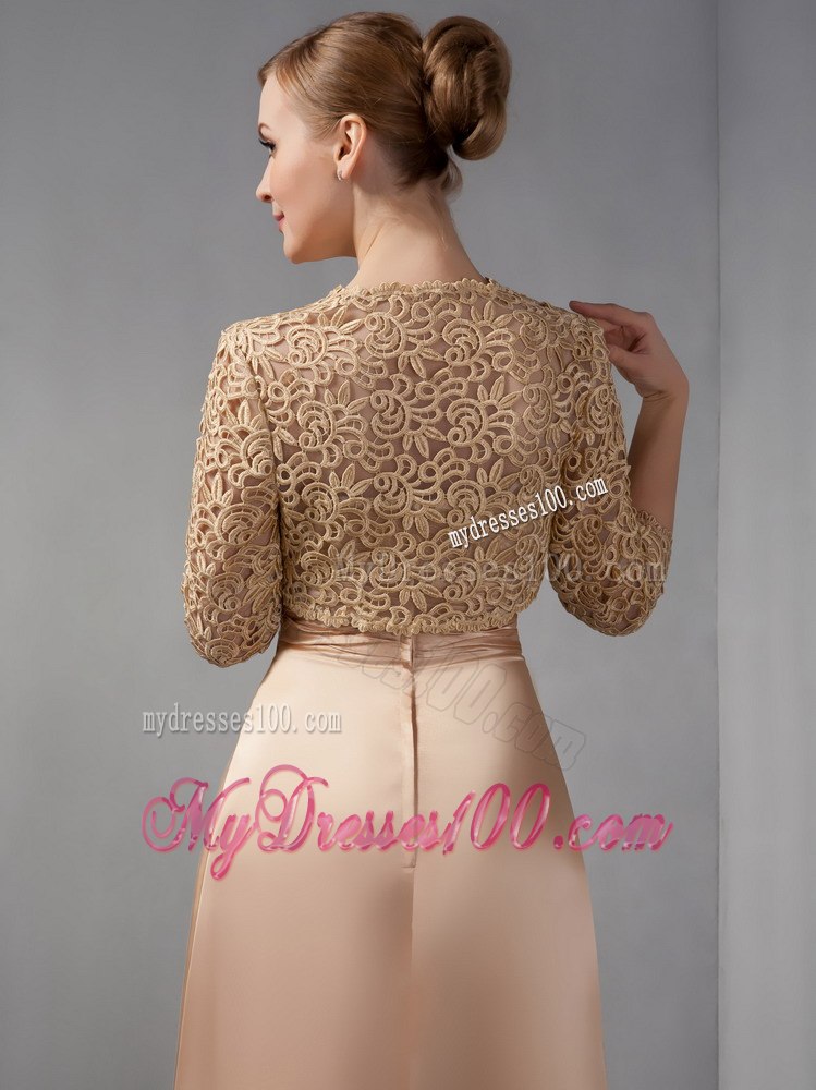 Ankle-length Mother of The Bride Dress in Champagne with Lace