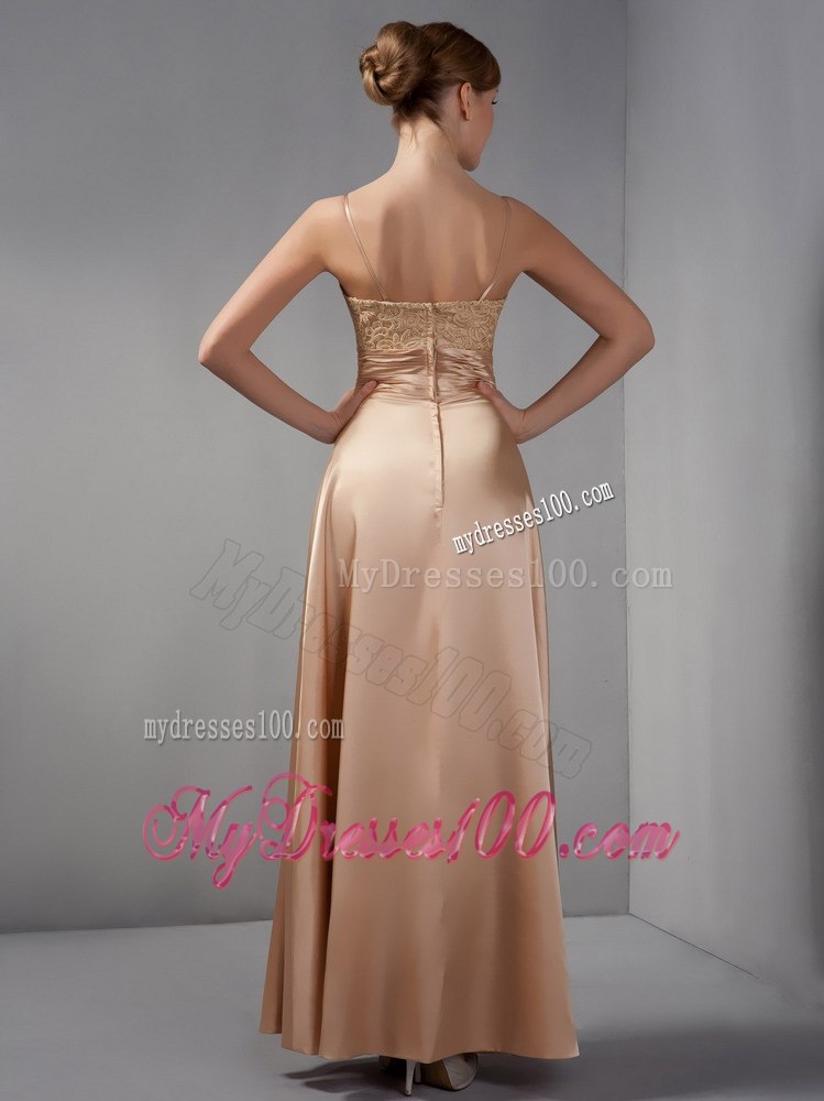 Ankle-length Mother of The Bride Dress in Champagne with Lace