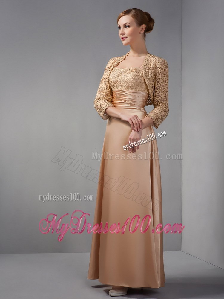 Ankle-length Mother of The Bride Dress in Champagne with Lace