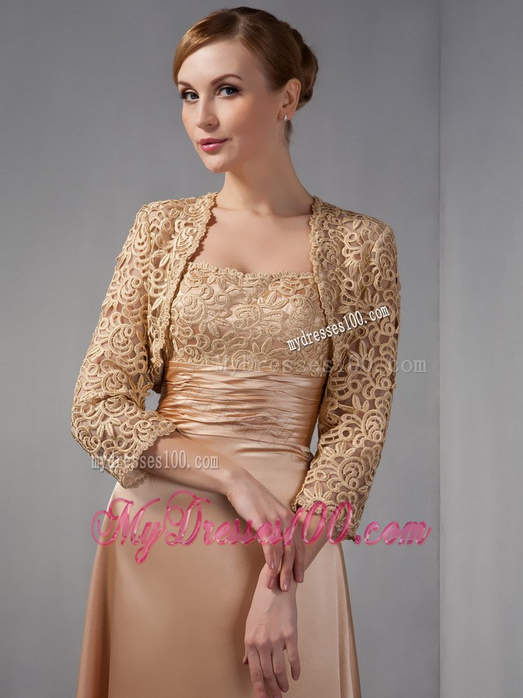 Ankle-length Mother of The Bride Dress in Champagne with Lace