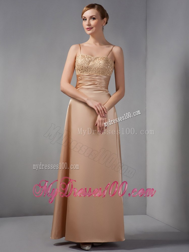 Ankle-length Mother of The Bride Dress in Champagne with Lace