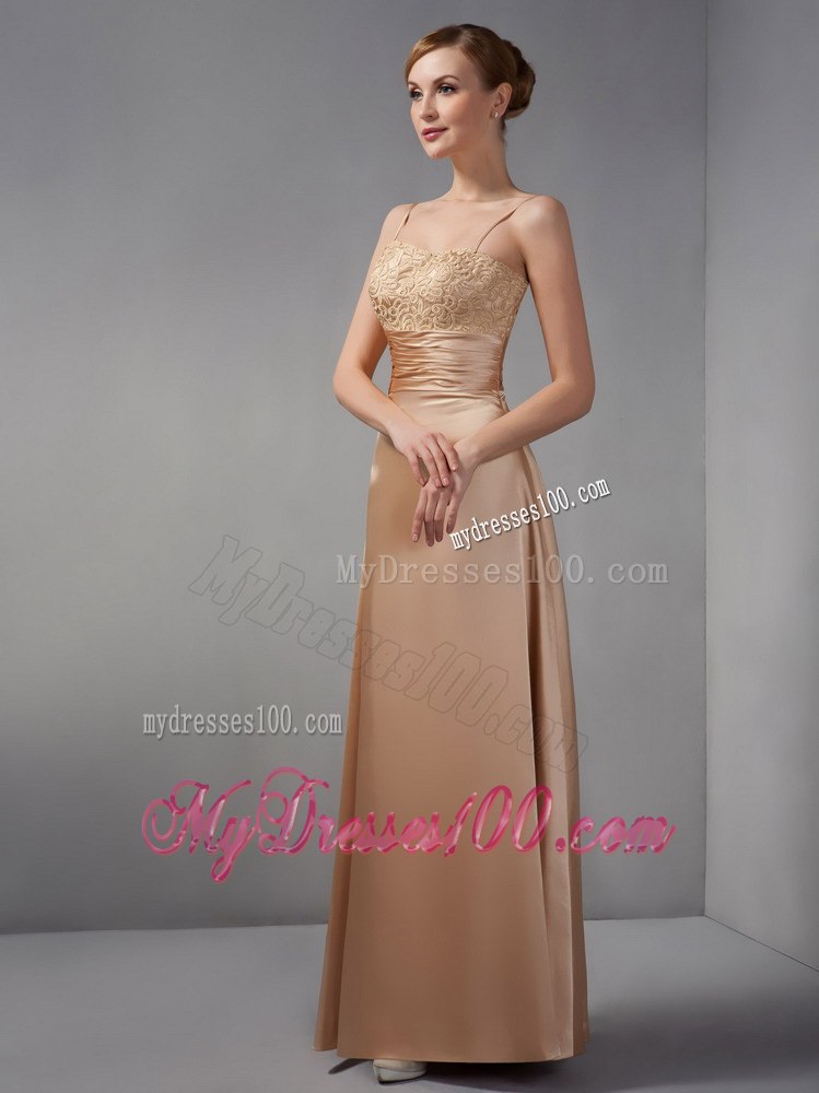 Ankle-length Mother of The Bride Dress in Champagne with Lace