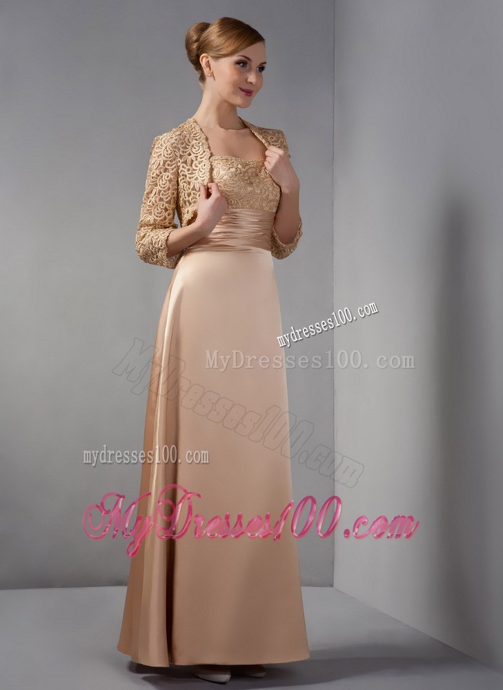 Ankle-length Mother of The Bride Dress in Champagne with Lace