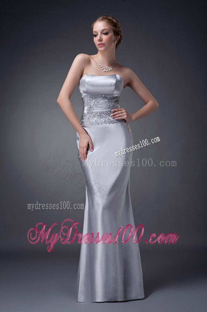 Lace Covered Waist Modern Mothers Dress For Weddings in Sliver