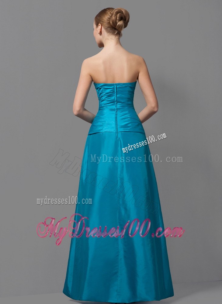 Strapless Teal Mothers Outfit For Weddings with High-neck Jacket