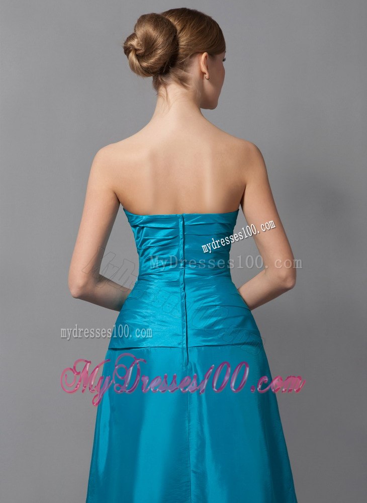 Strapless Teal Mothers Outfit For Weddings with High-neck Jacket