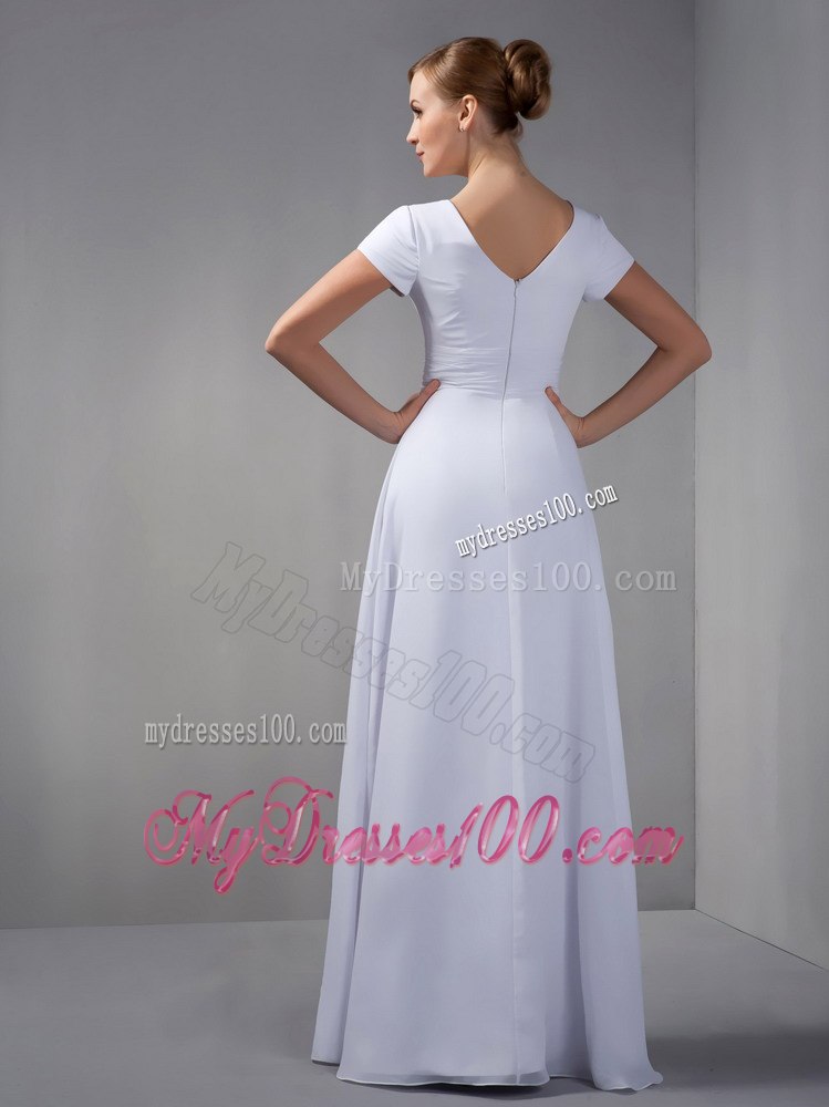 Square Neck Short Sleeves White Mother Of The Groom Dresses